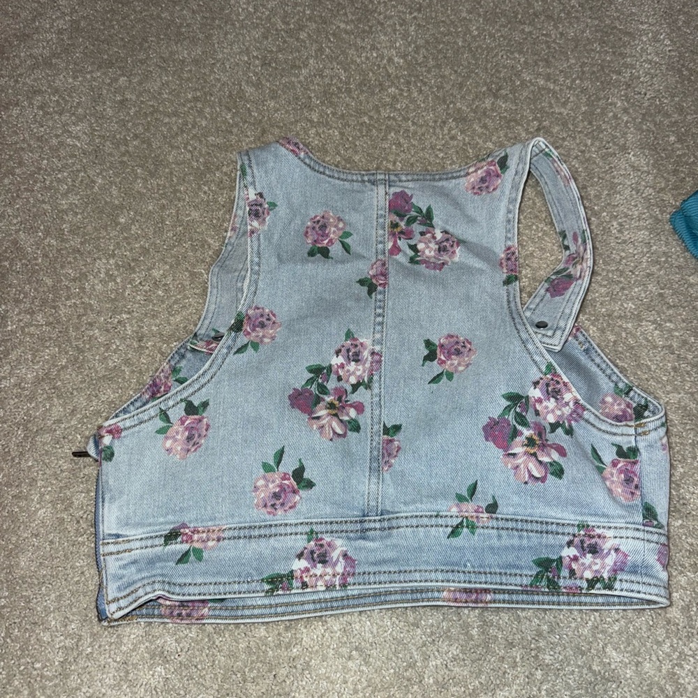 Denim floral crop top